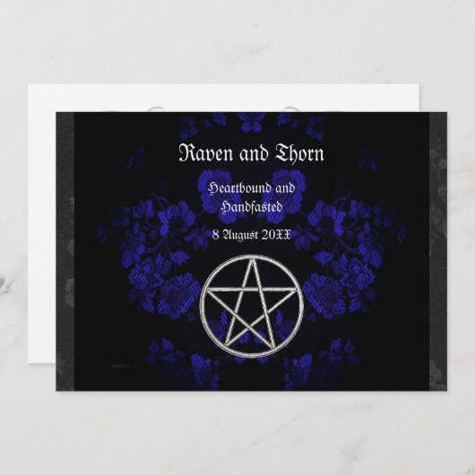 Ewiges Handfasten/Hochzeitliches Pentagramm Blue S Einladung (Vorne/Hinten)