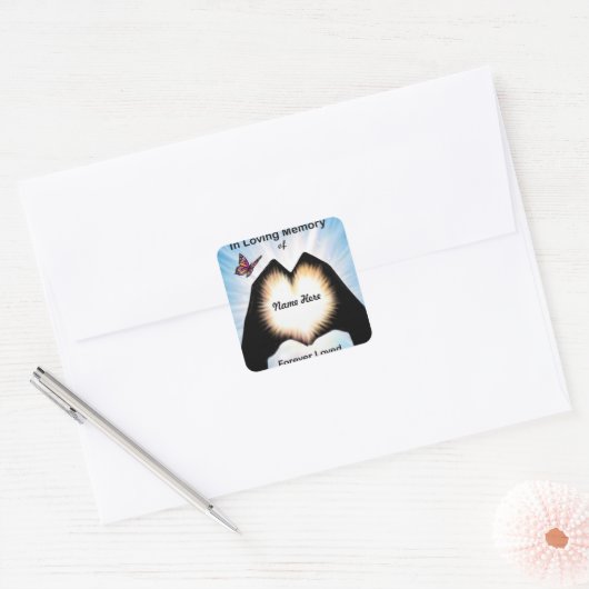 Ewiges Handherz Quadratischer Aufkleber (Umschlag)