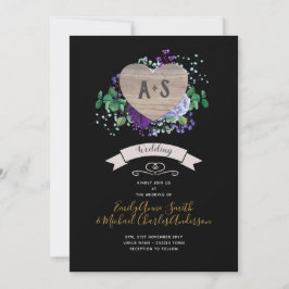 Ewiges Herz Hochzeit Einladung Schwarze Lila Blüte