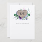 Ewiges Herz Hochzeit Lila Blue Floral Kraft Einladung (Rückseite)