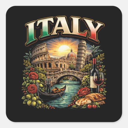 Ewiges Italien Quadratischer Aufkleber (Vorderseite)