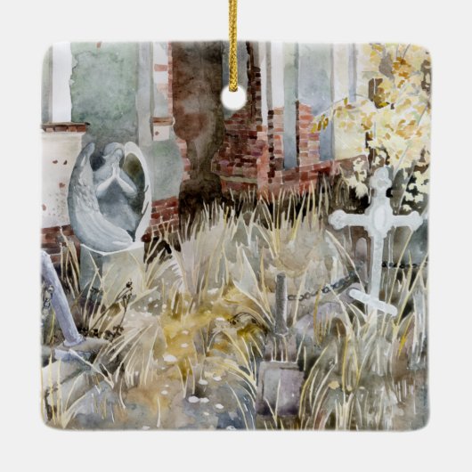 Ewiges Schweigen im Friedhof Keramikornament (Rückseite)