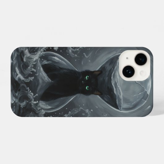 Ewiges Stundenglas: Die schwarze Katze der Zeit iPhone Hülle (Rückseite (Horizontal))