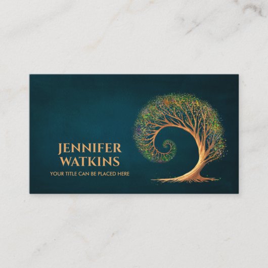 Ewiges Wachstum - Spiralbaum mit goldenem Verhältn Visitenkarte (Vorderseite)