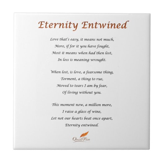 Ewigkeit entwirrtes Gedicht Fliese (Vorderseite)