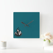 Ewigkeit im Aquamarinen: The Enigmatic Time Collag Quadratische Wanduhr (Zuhause)