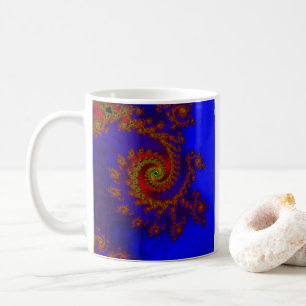 Ewigkeit Kunst des blauen und roten Fraktals Kaffeetasse