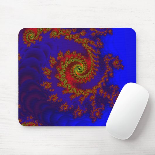 Ewigkeit | Kunst des blauen und roten Fraktals Mousepad (Mit Mouse)