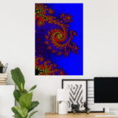 Ewigkeit | Kunst des blauen und roten Fraktals Poster (Heimbüro)