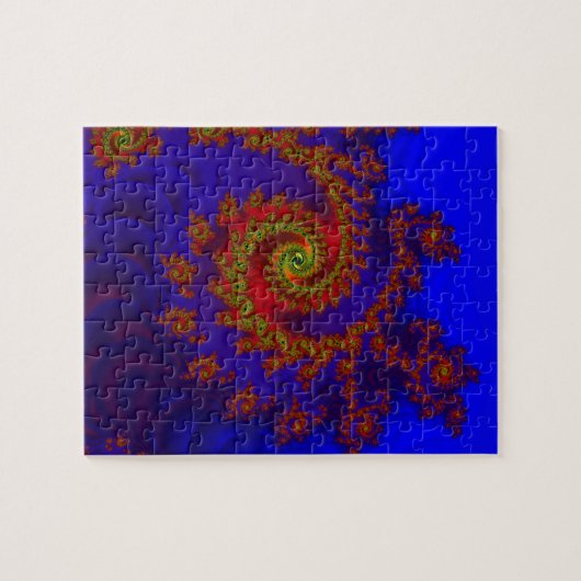 Ewigkeit | Kunst des blauen und roten Fraktals Puzzle (Horizontal)