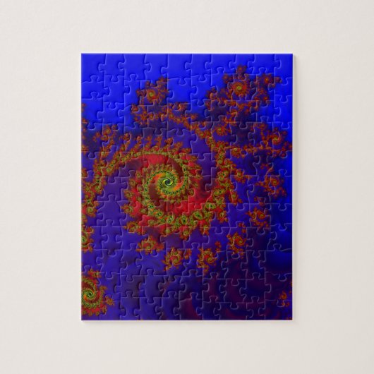 Ewigkeit | Kunst des blauen und roten Fraktals Puzzle (Vertikal)