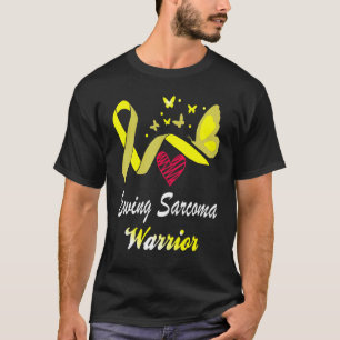 Ewing Sarcoma Warrior Butterfly Yellow Ribbon Hint T-Shirt