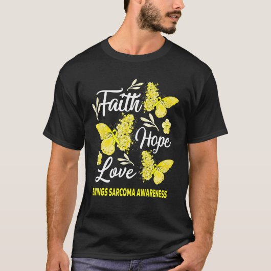 Ewings Sarcoma Awareness Faith Hope Liebe Butterfl T-Shirt (Vorderseite)