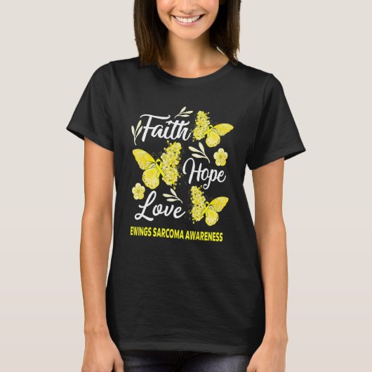 Ewings Sarcoma Awareness Faith Hope Liebe Butterfl T-Shirt (Vorderseite)