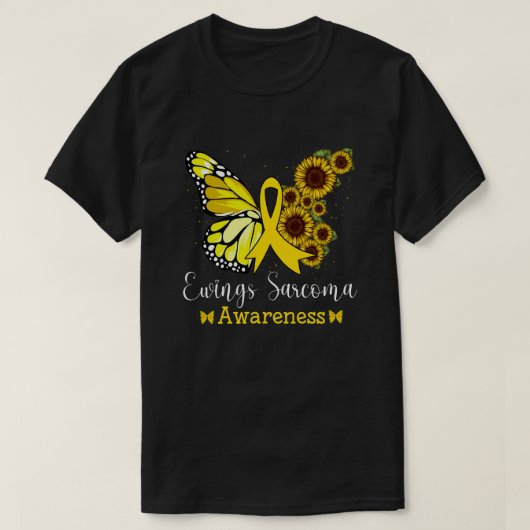 Ewings Sarcoma Cancer Awareness Butterfly & Sunflo T-Shirt (Design vorne)