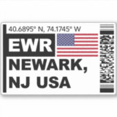 EWR Newark Boarding Pass - New Jersey Travel Aufkleber (Vorderseite)