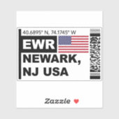 EWR Newark Boarding Pass - New Jersey Travel Aufkleber (Blatt)