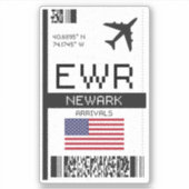 EWR Newark Boarding Pass - New Jersey Travel Aufkleber (Vorderseite)