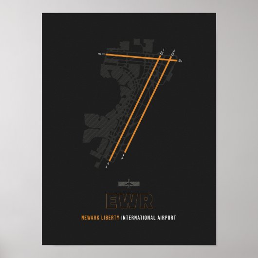 EWR - Newark Liberty Airport Runway Diagramm Art Poster (Vorne)