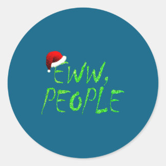 Eww, People Santa Hat Green Funny Christmas Mens W Runder Aufkleber