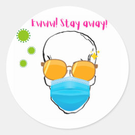 EWWWW BLEIBE WEG COVID MASK RUNDER AUFKLEBER