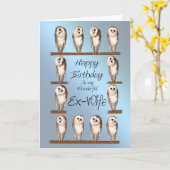 Ex-Ehefrau, Neugierige Eulen Geburtskarte. Karte (Gelbe Blume)