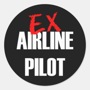 EX FLUGLINIEN-PILOT RUNDER AUFKLEBER