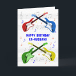Ex Husband Guitars Birthday Card Karte<br><div class="desc">Eine schöne Geburtstagskarte für einen Ex-Ehemann. Elektrische Gitarre farbenfrohe Kunst mit einer Musikskala im Hintergrund. Du kannst nicht zu viele Gitarren haben. Eine sehr coole Gitarren-Geburtstagskarte feiert die Energie und den Spaß dieses Musikinstruments. Eine perfekte Geburtstagskarte für Gitarristen und Musikliebhaber.</div>