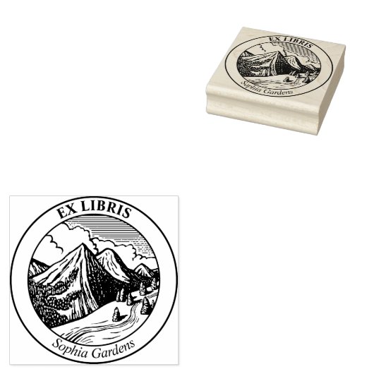 Ex Libris - Alpenlandschaft Gummistempel (Stempel)