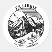 Ex Libris - Alpenlandschaft Runder Aufkleber (Vorderseite)