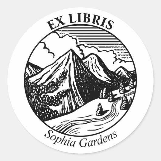 Ex Libris - Alpenlandschaft Runder Aufkleber (Vorderseite)