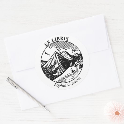 Ex Libris - Alpenlandschaft Runder Aufkleber (Umschlag)