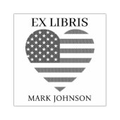 EX libris America flag in heart  bookplate library Gummistempel (Prägung)