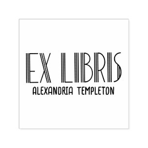 Ex Libris Art Deco Vintage Text #5 Bibliothek Buch Permastempel