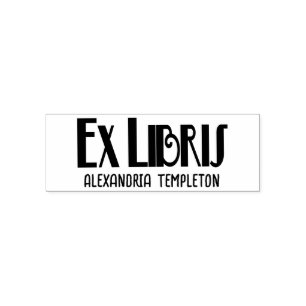 Ex Libris Art Deco Vintage-Text Bibliotheksbuchnam Permastempel
