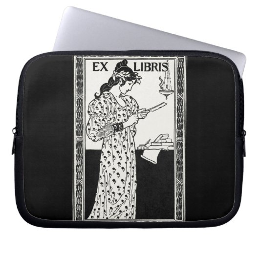 Ex libris art nouveau laptopschutzhülle (Vorderseite)