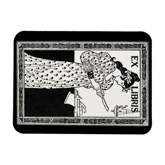 Ex libris art nouveau magnet (Horizontal)