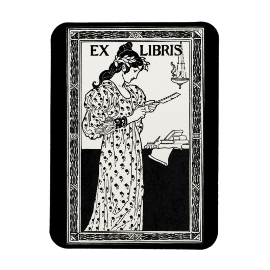 Ex libris art nouveau magnet (Vertikal)