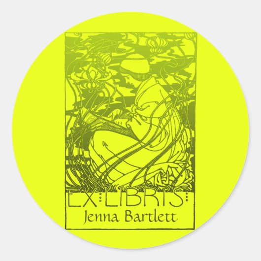 Ex Libris Art Nouveau Sticker (Vorderseite)