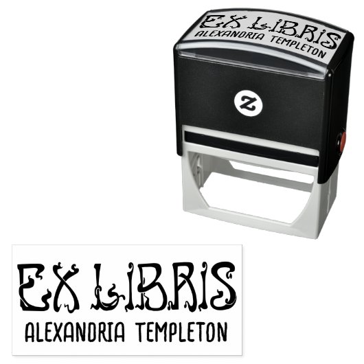 Ex Libris ArtNouveau Text Letter Library Book Name Permastempel (Beispiel)