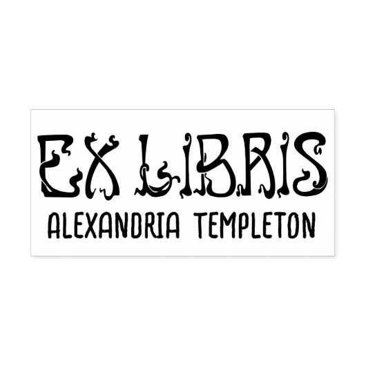 Ex Libris ArtNouveau Text Letter Library Book Name Permastempel (Design)