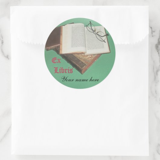 Ex Libris Aufkleber, Runder Aufkleber (Tasche)