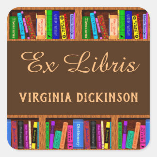 Ex Libris Bibliothek Leser buchen Buchzeichen Quadratischer Aufkleber