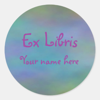 Ex Libris - Blue Fractal Runder Aufkleber