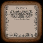 Ex Libris Blüh Line Art Buchzeichen Quadratischer Aufkleber