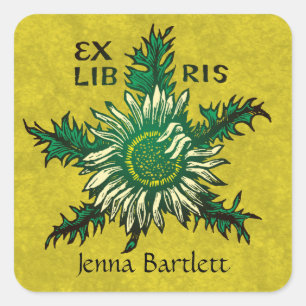 Ex Libris Blumenaufkleber Quadratischer Aufkleber