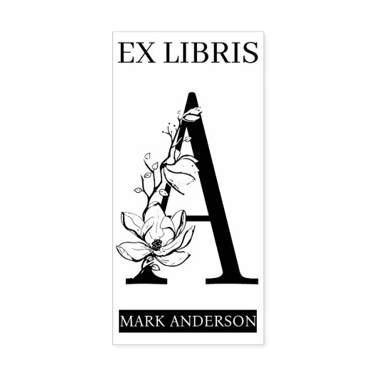 EX libris Book Library Buchzeichen Monogram A Gummistempel (Prägung)