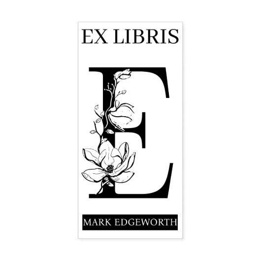 EX libris Book library Buchzeichen monogram E Gummistempel (Prägung)