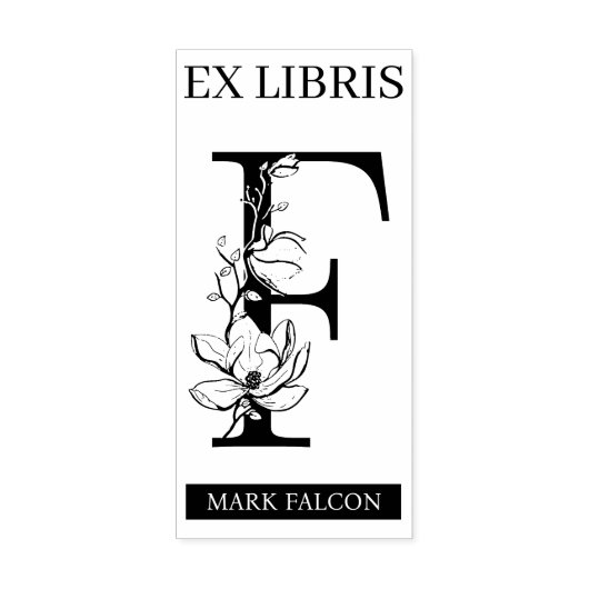 EX libris Book Library Buchzeichen monogram F Gummistempel (Prägung)