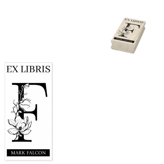 EX libris Book Library Buchzeichen monogram F Gummistempel (Stempel)